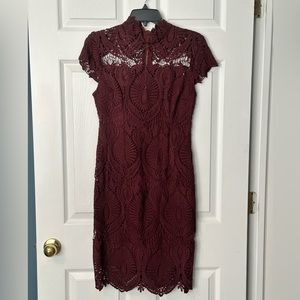 Maroon Lace Midi Dress